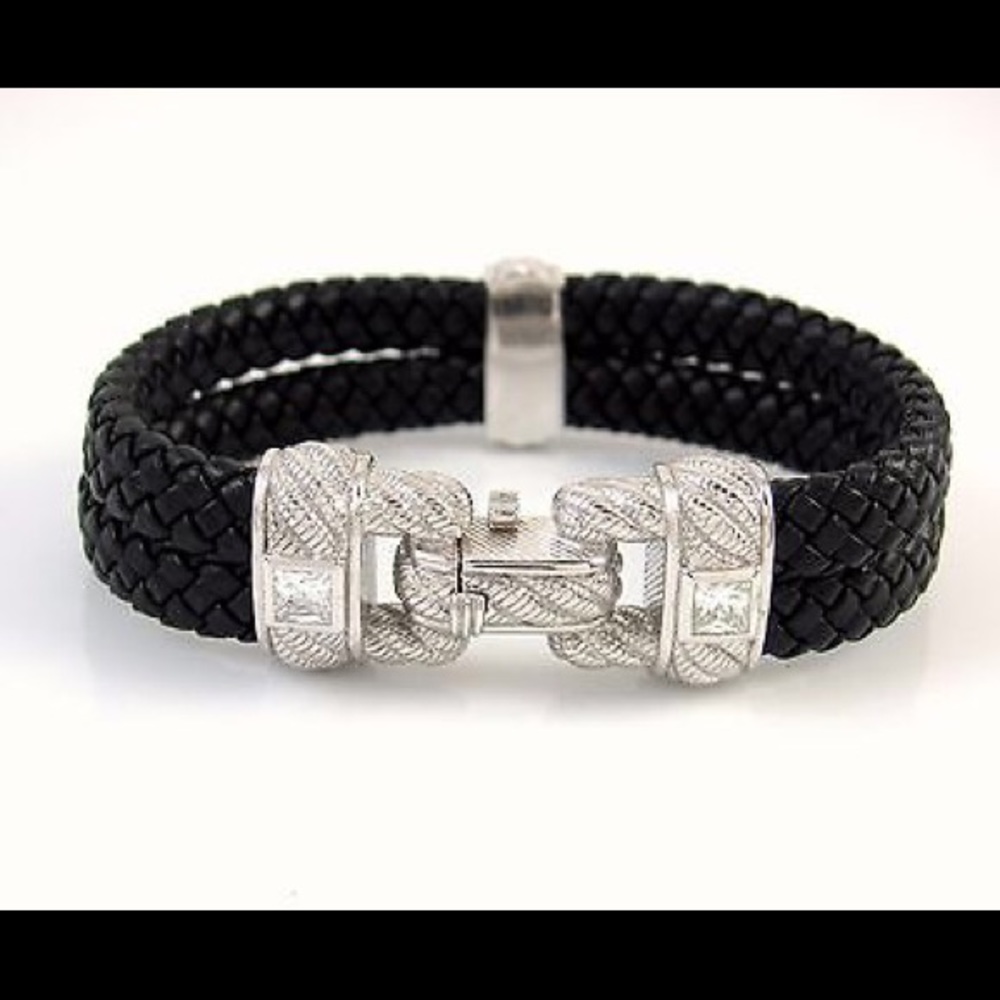 New Judith Ripka SterlingBraidedDoubleRow Bracelet